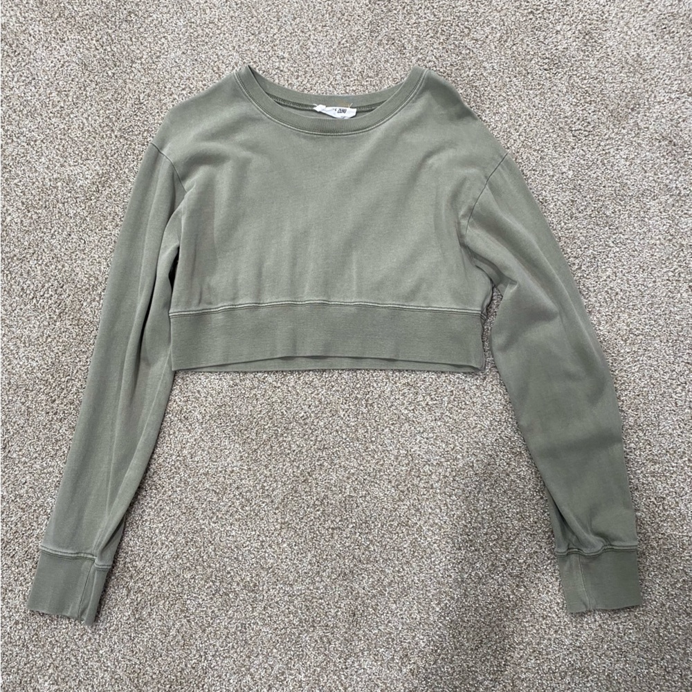 Light Green, Double Zero, Cropped Long Sleeve, Size Small